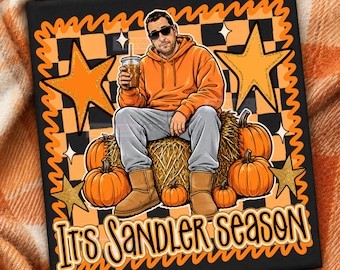 ORIGINAL DESIGNER Fall Halloween Sandler Season PNG Cozy Autumn Design, Funny Pumpkin Sublimation, Adam Sandler Meme Clipart for Shirts
