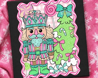 Whats Crackin Nutcracker PNG Christmas Candy Cane Pastel Retro Cute Funny Holiday Sweatshirt Design Digital Download Clipart, pastel xmas