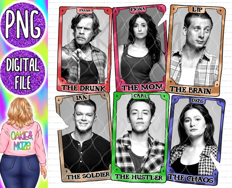 Funny shameless tarot card png debs Fiona frank lip Ian Gallagher show sublimation digital file download shirt transfer tumbler image gift