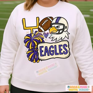 Eagle Pride PNG, School Spirit Football Sublimation Clipart, Mascot Sports Team Graphic, Eagles Fan Digital Shirt Design
