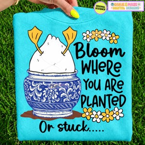 Rolig gås Blomma där du är planterad eller fast humor kristen rolig bibelvers gäss blomkruka gåshumor vintage retro skjorta design