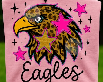 Eagles Football PNG, Glitter Leopard Sublimation Clipart, Native Mascot Sports Team Pride Digital Graphic Design school sports team png