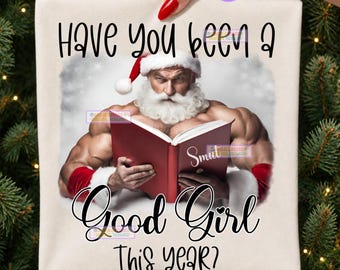 Livre érotique de Noël drôle avec le Père Noël (PNG) - Humour adulte - Sage fille, Vilain Père Noël - Design de sublimation - Cadeau de fête - Graphisme à télécharger numérique (PNG)