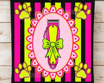 Dog Groomer clippers PNG, Colorful Retro Sublimation Clipart, Funny Pet Grooming Quote Digital Design for Shirts, Tumblers, Stickers, Signs