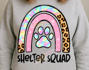 Animal Shelter Squad PNG, Hund Katze Rettung Sublimation, Haustier Adoption Clipart Tierliebhaber Hund Katze Besitzer Volontär kaufmännischer Trainer adoptieren Design