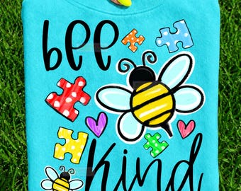 Bee Kind PNG Autism Awareness Puzzle Piece Sublimation Digital