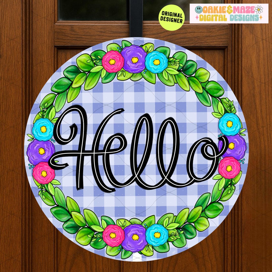 Hello. Sign Printable Hello PNG Welcome Door Sign Sublimation Design Colorful Rustic ...