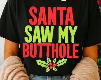 Funny Inappropriate Christmas adult dark humor Santa prank elephant gag gift PNG funny Xmas holiday party embarrassing present shirt design