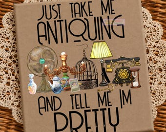Antiquing Lover PNG, Funny Thrift Shopping Sublimation Clipart, Retro Antique Store Coffee Humor Digital Design for Shirts and Mug thrifting