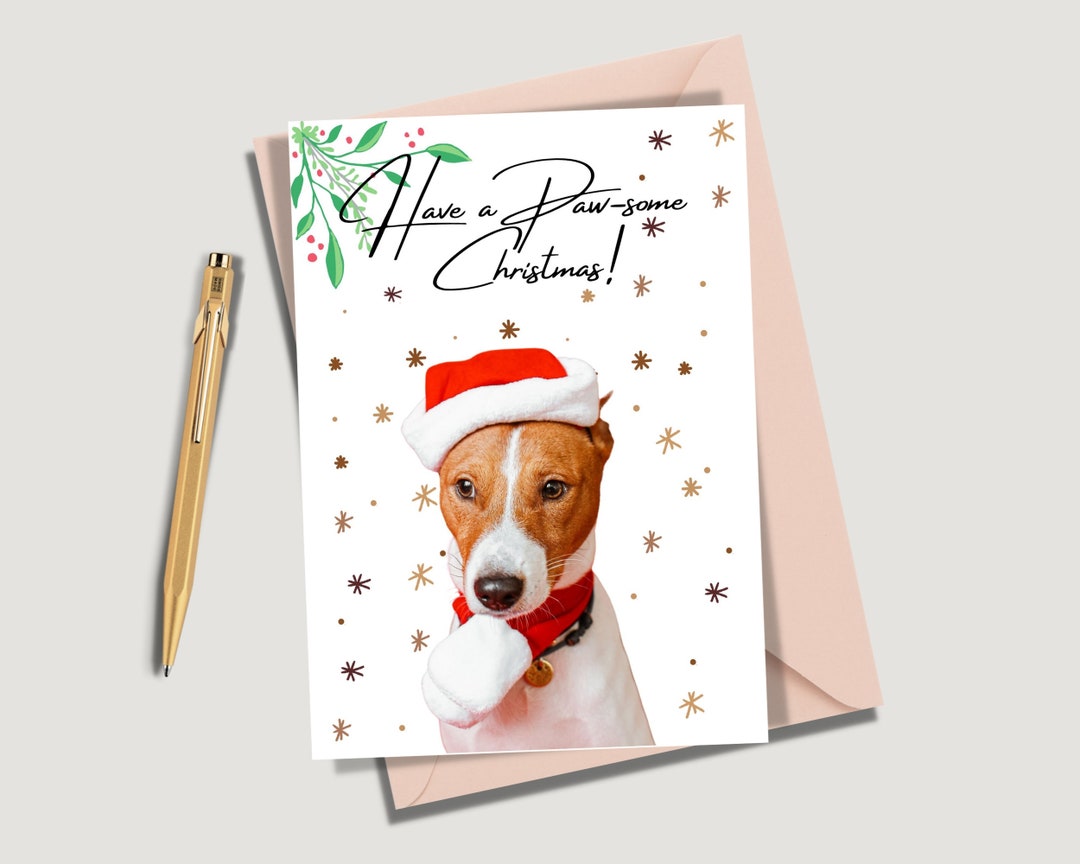 Have a Pawsome Christmas Card Funny Dog Christmas Card Etsy