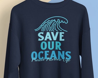 Bluza z nadrukiem „Ratuj nasze oceany, chroń życie morskie”, „Ratuj nasze oceany, zatrzymaj połowy”