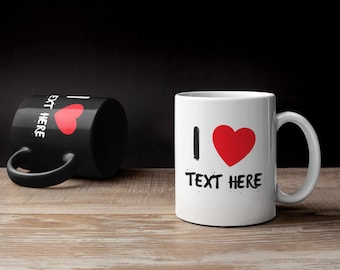 Personalized I Heart Mug: Custom Name Enamel Coffee Mug