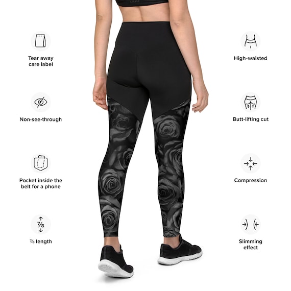 Black leggings with roses sales