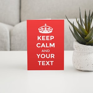 Aangepaste Keep Calm-wenskaart, Keep Calm and Carry On, gepersonaliseerde verjaardagskaart