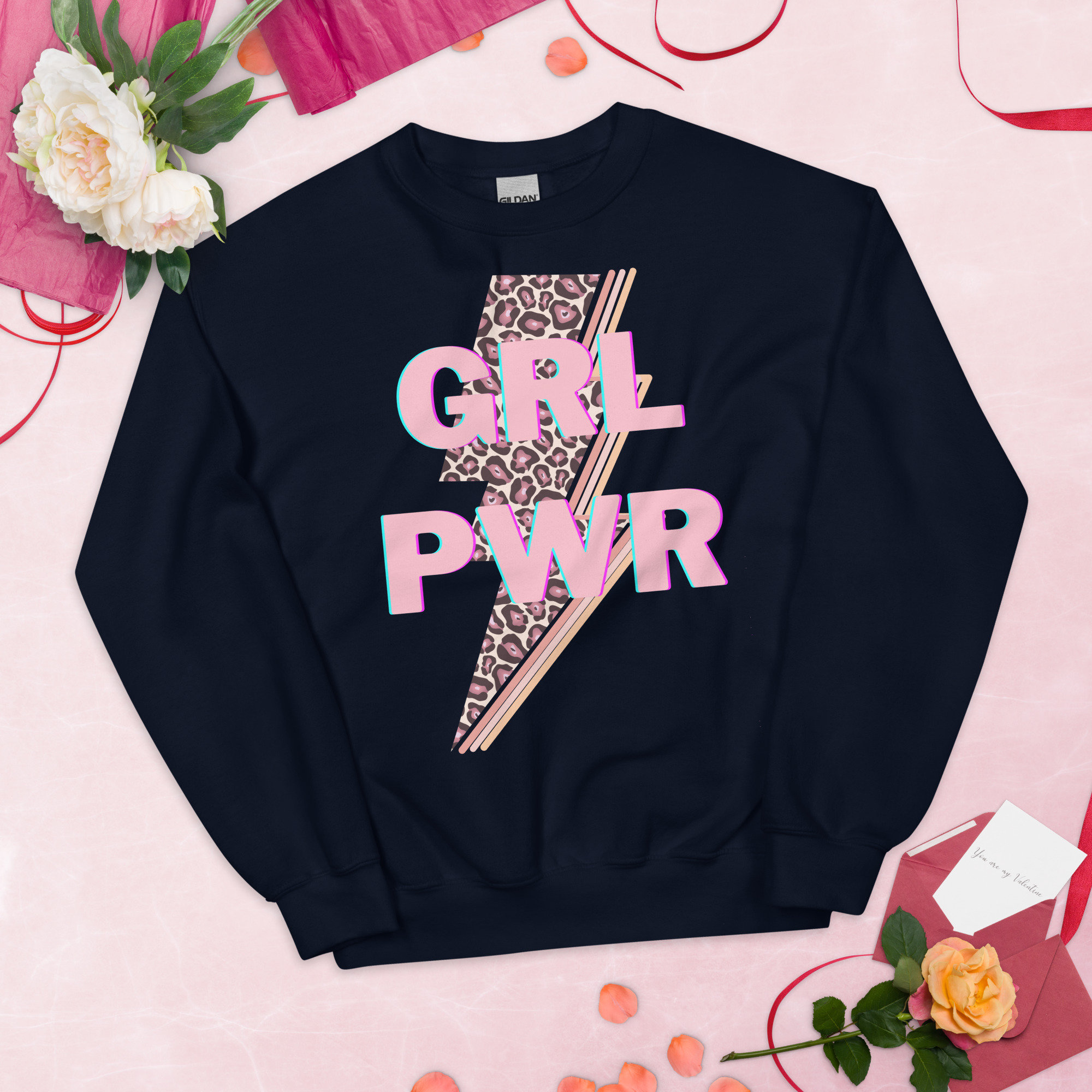 GIRL POWER Graphic Round Neck Sweatshirt