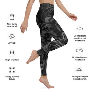 Black Roses Floral Yoga Leggings