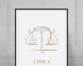 Libra Zodiac Art Print: Star Sign Home Decor