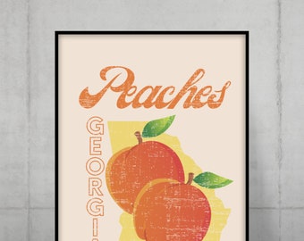 Peaches Georgia Art Print: Southern Home Decor