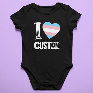Personalized I Heart Transgender Baby Onesie: LGBTQIA+ Pride