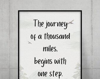 Lao Tzu Quote - A Thousand Miles Print | Positive Quotes | Zen Prints