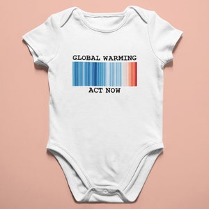 Global Warming Stripes Baby Bodysuit, Climate Change Baby, Rising Temperatures, Act Now