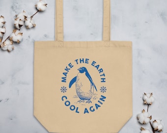 Make Earth Cool Again Climate Change Eco Tote Bag, Stop Global Warming Tote, Environmentalist Gift, Climate Change Tote, Earth Day Tote