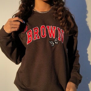 Brown University Embroidered Sweatshirt Etsy UK