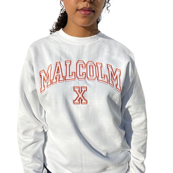 Malcolm X Sweatshirt, Embroidered, Unisex, Customizable, Black History Month