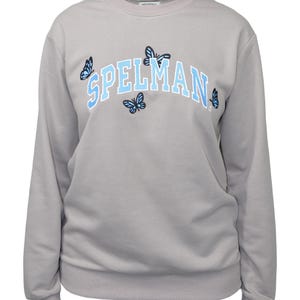 Spelman College Sweatshirt, Embroidered Butterflies, HBCU Homecoming Pullover, Spelman Blue