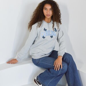 Carolina Butterflies Sweatshirt, Embroidered Carolina, North Carolina Blue Pullover image 5