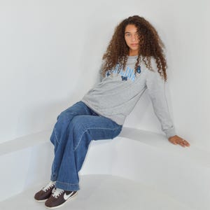 Carolina Butterflies Sweatshirt, Embroidered Carolina, North Carolina Blue Pullover image 4