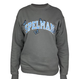 Spelman College Sweatshirt, Embroidered Butterflies, HBCU Homecoming Pullover, Spelman Blue