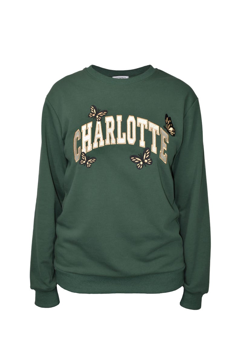 Charlotte Sweatshirt, Charlotte North Carolina Schmetterlinge, bestickter CLT Rundhalsausschnitt Bild 1