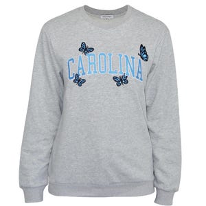 Carolina Butterflies Sweatshirt, Embroidered Carolina, North Carolina Blue Pullover