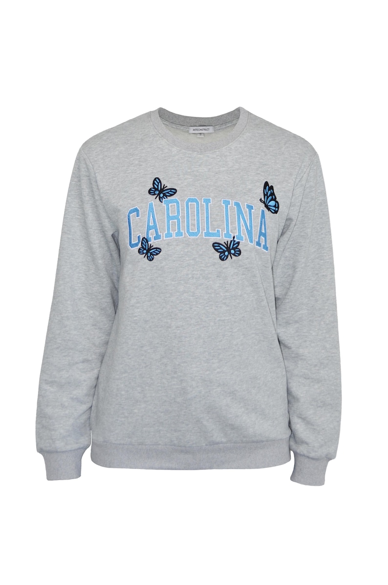 Carolina Butterflies Sweatshirt, Embroidered Carolina, North Carolina Blue Pullover image 1