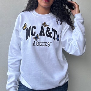 NCAT Sweatshirt, A&T Bulldogs Pullover, NCAT Butterfly Embroidery, Unisex, North Carolina Agricultural and Technical State University, ghoe