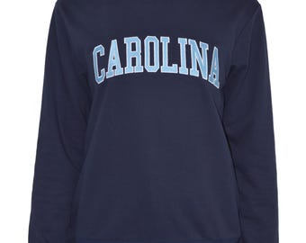 Sudadera azul marino de Carolina, Carolina bordada, jersey azul de Carolina del Norte