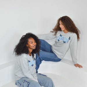 Carolina Butterflies Sweatshirt, Embroidered Carolina, North Carolina Blue Pullover image 6