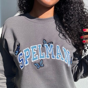 Spelman College Sweatshirt, HBCU Pullover, Spelman Embroidery, Unisex, Spelman Homecoming, Blue Butterflies