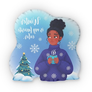 Winter Cartoon Custom Shaped Pillows, Fun Pillow Gift Idea, Unique Decorative Cushions, Personalized Bedroom Accessories, Funny Character