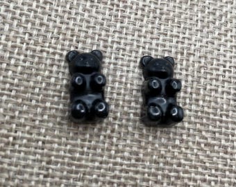 Handmade Gummy Bears Stud Earrings. Super cute bear gift. Choose your own colour. Black gold silver purple pink blue green white red green