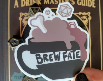 Brew Fate 3" D&D Sticker - Coffee Cup Vinyl Decal, RPG Gift