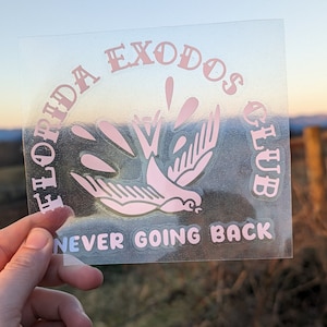 Adesivo per auto "Florida Exodos Club" - Decalcomania in vinile bianco permanente 5x4,5"