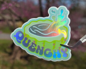 QUENCHY Cactus Juice -  3" Vinyl Sticker, Psychedelic Rainbow Holographic & WEATHERPROOF, ATLA, Sokka, the Quenchiest