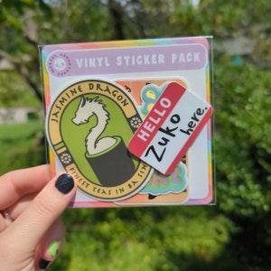 ATLA Sticker Pack!! - 3.5x Vinyl Stickers; Jasmine Dragon, Quenchy & Spirit Library - 3" + WEATHERproof - plus bonus mini (2") Hello Zuko :)