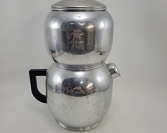 West Bend Quick Kwik Drip Aluminum 18C Coffee Pot Mid Century Modern Percolator