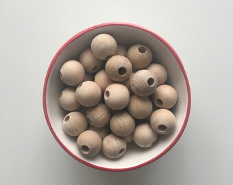 18 mm Unfinished Natural Wood Beads, Round Wooden Beads for DIY, Macrame, Dreamcatcher, Crafts Wood Bead