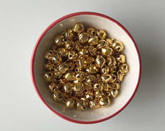 12 mm Gold Bell Charms, Mini Jingle Bells, Christmas Bells, Amigurumi Bells, Tiny Craft Bells, Small Gold Bells