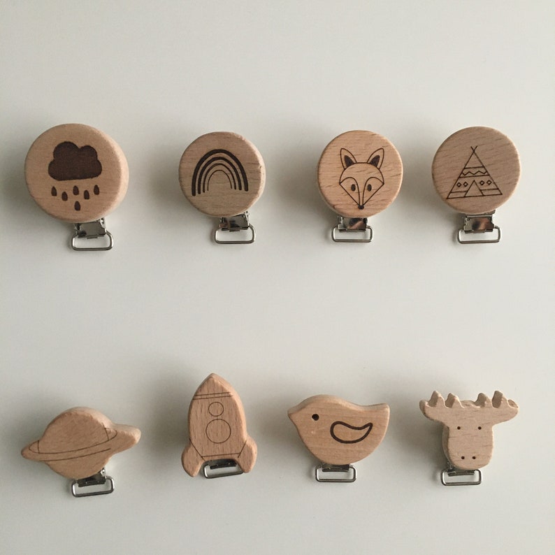 Wooden Pacifier Clip Choose a Style Pacifier Clip Natural Etsy