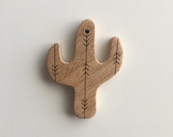 Wooden Cactus Figure, Wooden Cactus Bead, Cactus Shape Beech Wood Figure, Unvarnished Raw Natural Wooden Decorative Figures
